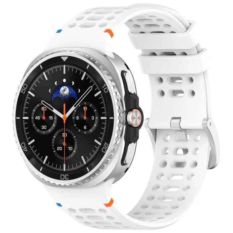 Correia de Silicone Respirável xDfind com Fivela Prateada de Liga, Para Samsung Galaxy Watch8 / Watch8 Classic