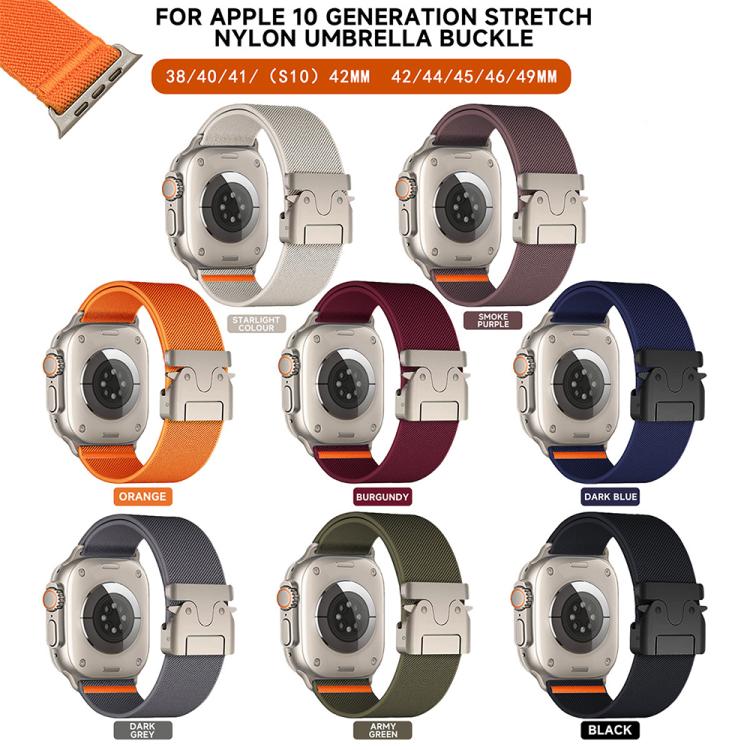 Correia de Relógio em Nylon Esticável com Fivela de Paraquedas xDfind, Para Apple Watch 42 / 44 / 45 / 46 / 49mm, Para Apple Watch 38 / 40 / 41 / S10 42mm