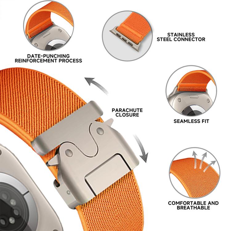 Correia de Relógio em Nylon Esticável com Fivela de Paraquedas xDfind, Para Apple Watch 42 / 44 / 45 / 46 / 49mm, Para Apple Watch 38 / 40 / 41 / S10 42mm