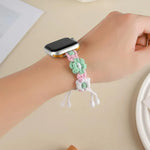 Correia de Relógio com Cordão de Cânhamo Trançado com Flores, Para Apple Watch 46mm / 49mm / 45mm / 44mm, Para Apple Watch 42mm / 41mm / 40mm / 38mm