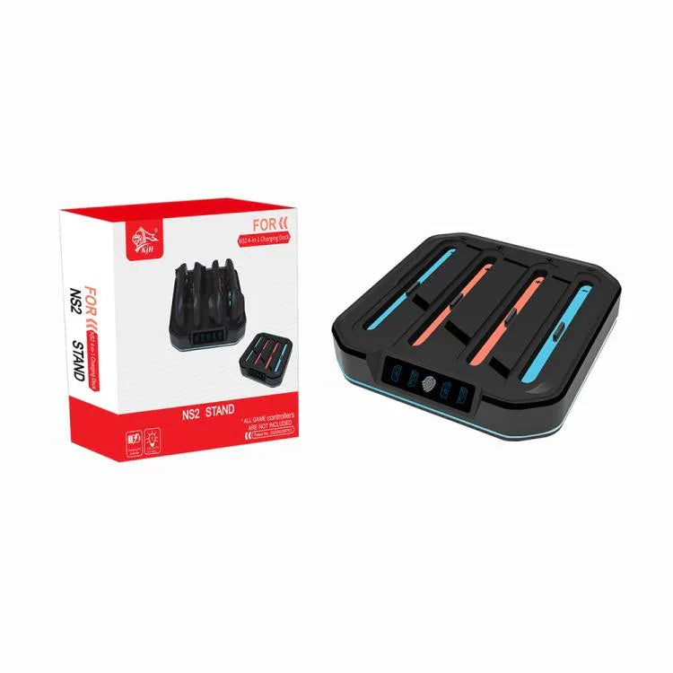 Suporte de Carregamento para Comando de Jogo 4 em 1 com Luz RGB KJH NS2-026, KJH-NS2-026