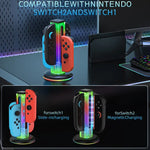 Base de Carregamento para Comando de Jogo 4 em 1 com Luz RGB JYS NS2318, Para Nintendo Switch 1 / 2, JYS-NS2318
