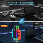 Base de Carregamento para Comando de Jogo 4 em 1 com Luz RGB JYS NS2318, Para Nintendo Switch 1 / 2, JYS-NS2318