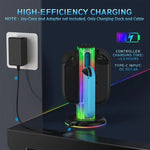 Base de Carregamento para Comando de Jogo 4 em 1 com Luz RGB JYS NS2318, Para Nintendo Switch 1 / 2, JYS-NS2318