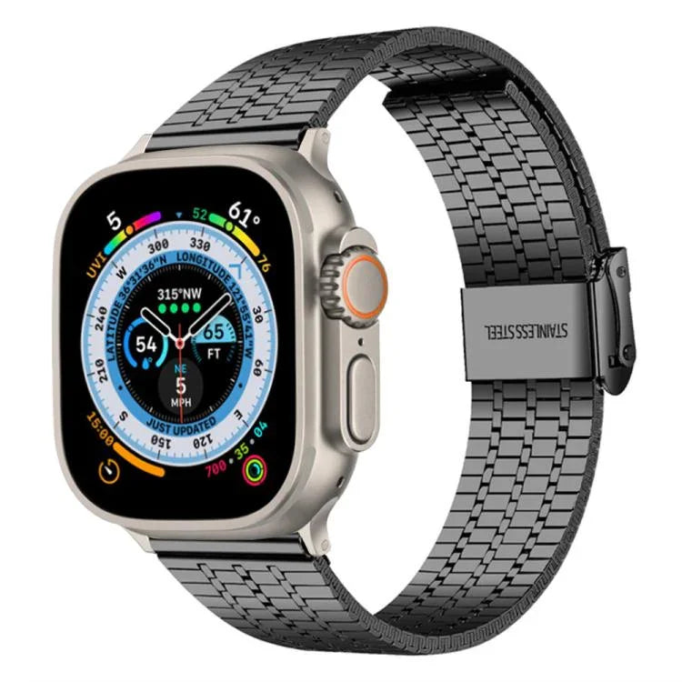 Pulseira de Relógio em Aço Inoxidável com Fivela Seven Beads xDfind, Para Apple Watch 42 / 44 / 45 / 46 / 49mm, Para Apple Watch 38 / 40 / 41 / S10 42mm