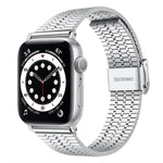 Pulseira de Relógio em Aço Inoxidável com Fivela Seven Beads xDfind, Para Apple Watch 42 / 44 / 45 / 46 / 49mm, Para Apple Watch 38 / 40 / 41 / S10 42mm