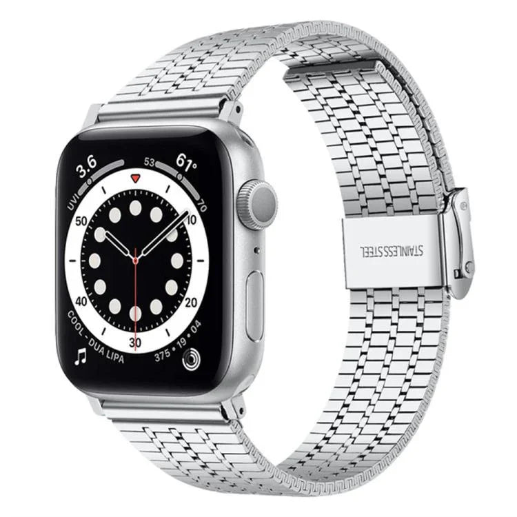 Pulseira de Relógio em Aço Inoxidável com Fivela Seven Beads xDfind, Para Apple Watch 42 / 44 / 45 / 46 / 49mm, Para Apple Watch 38 / 40 / 41 / S10 42mm