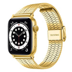 Pulseira de Relógio em Aço Inoxidável com Fivela Seven Beads xDfind, Para Apple Watch 42 / 44 / 45 / 46 / 49mm, Para Apple Watch 38 / 40 / 41 / S10 42mm