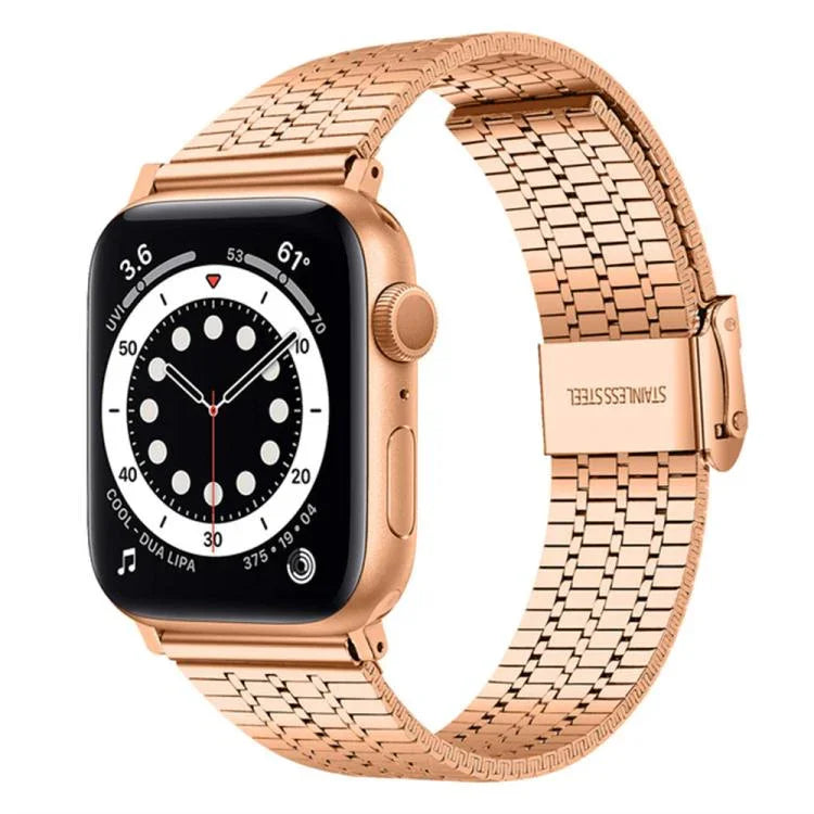Pulseira de Relógio em Aço Inoxidável com Fivela Seven Beads xDfind, Para Apple Watch 42 / 44 / 45 / 46 / 49mm, Para Apple Watch 38 / 40 / 41 / S10 42mm