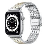 Pulseira de Relógio em Aço Inoxidável com Fivela Seven Beads xDfind, Para Apple Watch 42 / 44 / 45 / 46 / 49mm, Para Apple Watch 38 / 40 / 41 / S10 42mm