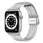 Pulseira de Relógio em Aço Inoxidável com Fivela Seven Beads xDfind, Para Apple Watch 42 / 44 / 45 / 46 / 49mm, Para Apple Watch 38 / 40 / 41 / S10 42mm