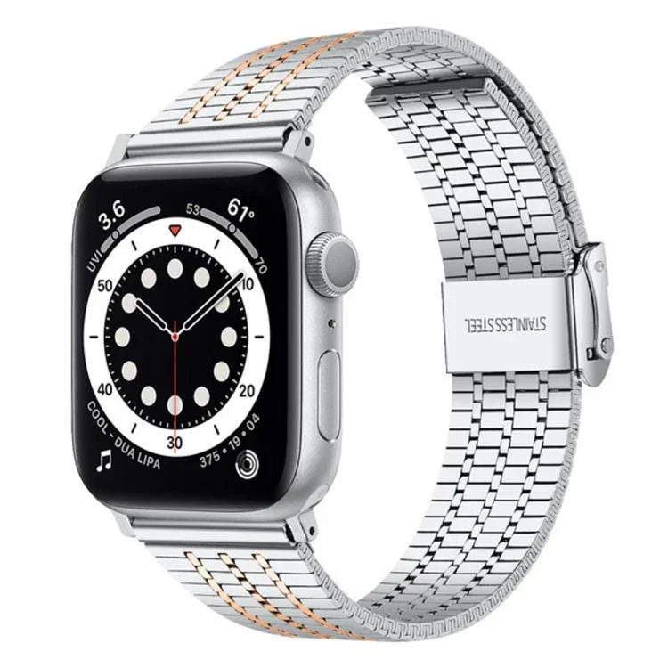 Pulseira de Relógio em Aço Inoxidável com Fivela Seven Beads xDfind, Para Apple Watch 42 / 44 / 45 / 46 / 49mm, Para Apple Watch 38 / 40 / 41 / S10 42mm