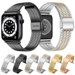 Pulseira de Relógio em Aço Inoxidável com Fivela Seven Beads xDfind, Para Apple Watch 42 / 44 / 45 / 46 / 49mm, Para Apple Watch 38 / 40 / 41 / S10 42mm