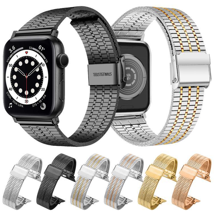 Pulseira de Relógio em Aço Inoxidável com Fivela Seven Beads xDfind, Para Apple Watch 42 / 44 / 45 / 46 / 49mm, Para Apple Watch 38 / 40 / 41 / S10 42mm