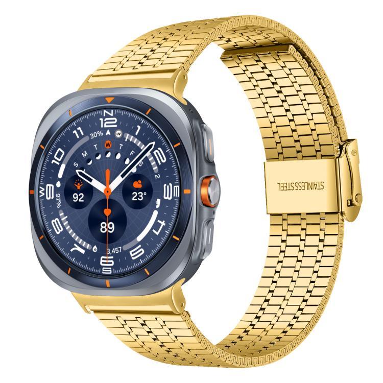 Correia de Aço Inoxidável xDfind com Fivela de Sete Contas, Para Samsung Galaxy Watch Ultra / Ultra 2025, Para Samsung Galaxy Watch8 / 8 Classic, Para Samsung Galaxy Watch 7 / 6 / 5 / FE