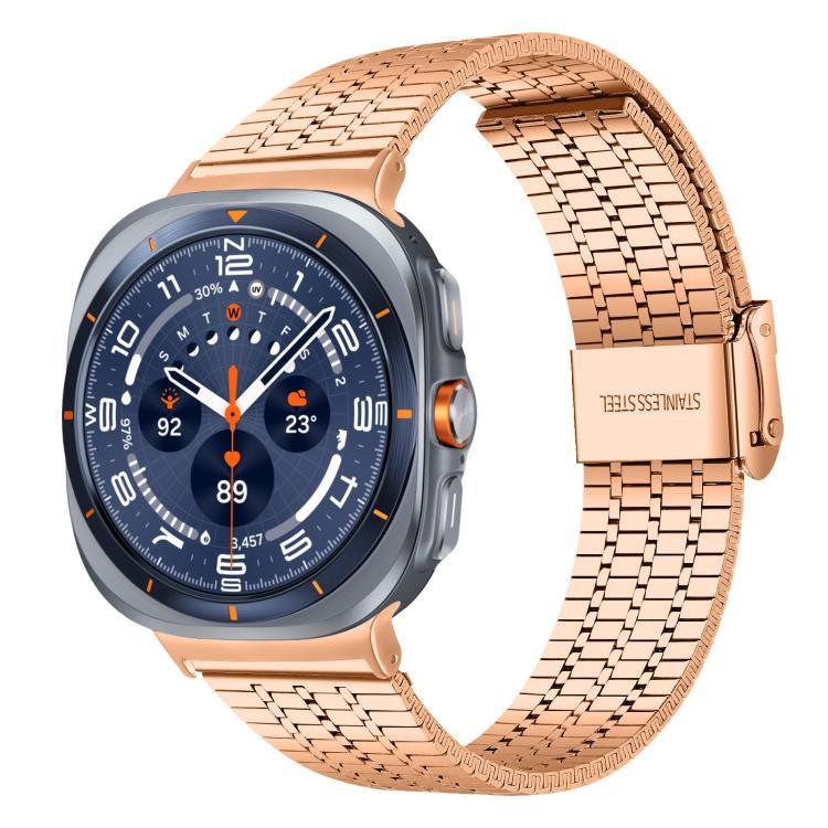 Correia de Aço Inoxidável xDfind com Fivela de Sete Contas, Para Samsung Galaxy Watch Ultra / Ultra 2025, Para Samsung Galaxy Watch8 / 8 Classic, Para Samsung Galaxy Watch 7 / 6 / 5 / FE