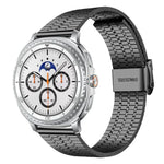 Correia de Aço Inoxidável xDfind com Fivela de Sete Contas, Para Samsung Galaxy Watch Ultra / Ultra 2025, Para Samsung Galaxy Watch8 / 8 Classic, Para Samsung Galaxy Watch 7 / 6 / 5 / FE