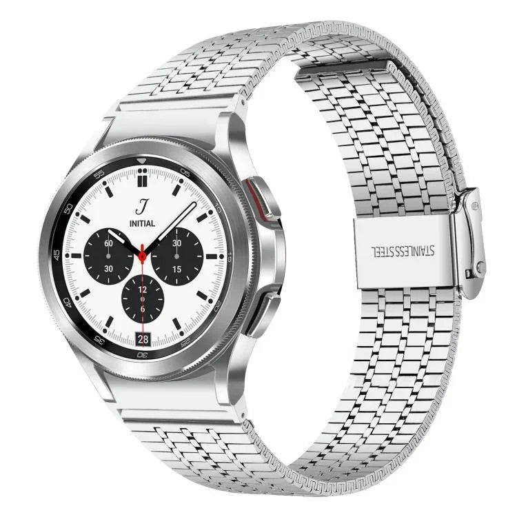 Correia de Aço Inoxidável xDfind com Fivela de Sete Contas, Para Samsung Galaxy Watch Ultra / Ultra 2025, Para Samsung Galaxy Watch8 / 8 Classic, Para Samsung Galaxy Watch 7 / 6 / 5 / FE