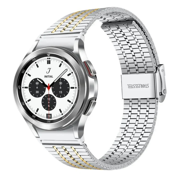 Correia de Aço Inoxidável xDfind com Fivela de Sete Contas, Para Samsung Galaxy Watch Ultra / Ultra 2025, Para Samsung Galaxy Watch8 / 8 Classic, Para Samsung Galaxy Watch 7 / 6 / 5 / FE