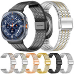 Correia de Aço Inoxidável xDfind com Fivela de Sete Contas, Para Samsung Galaxy Watch Ultra / Ultra 2025, Para Samsung Galaxy Watch8 / 8 Classic, Para Samsung Galaxy Watch 7 / 6 / 5 / FE