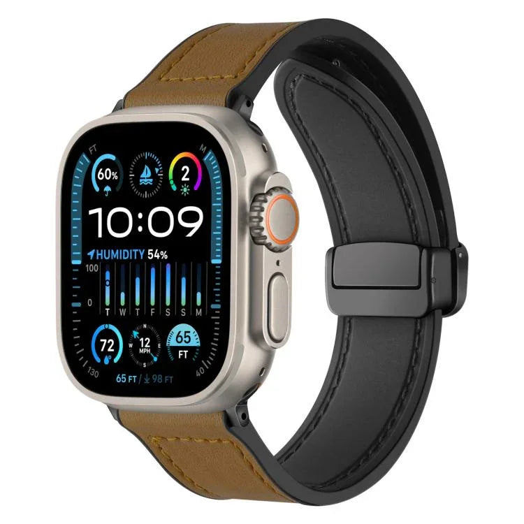 Pulseira de Relógio em Silicone com Padrão Crazy Horse e Fivela Magnética xDfind, Para Apple Watch 42 / 44 / 45 / 46 / 49mm, Para Apple Watch 38 / 40 / 41 / S10 42mm