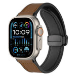 Pulseira de Relógio em Silicone com Padrão Crazy Horse e Fivela Magnética xDfind, Para Apple Watch 42 / 44 / 45 / 46 / 49mm, Para Apple Watch 38 / 40 / 41 / S10 42mm