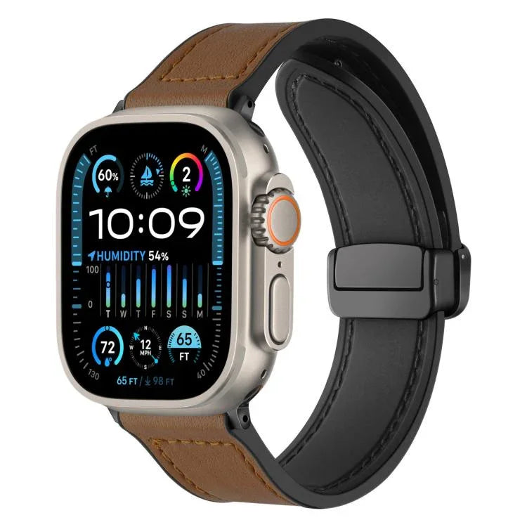 Pulseira de Relógio em Silicone com Padrão Crazy Horse e Fivela Magnética xDfind, Para Apple Watch 42 / 44 / 45 / 46 / 49mm, Para Apple Watch 38 / 40 / 41 / S10 42mm