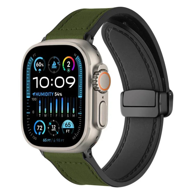 Pulseira de Relógio em Silicone com Padrão Crazy Horse e Fivela Magnética xDfind, Para Apple Watch 42 / 44 / 45 / 46 / 49mm, Para Apple Watch 38 / 40 / 41 / S10 42mm