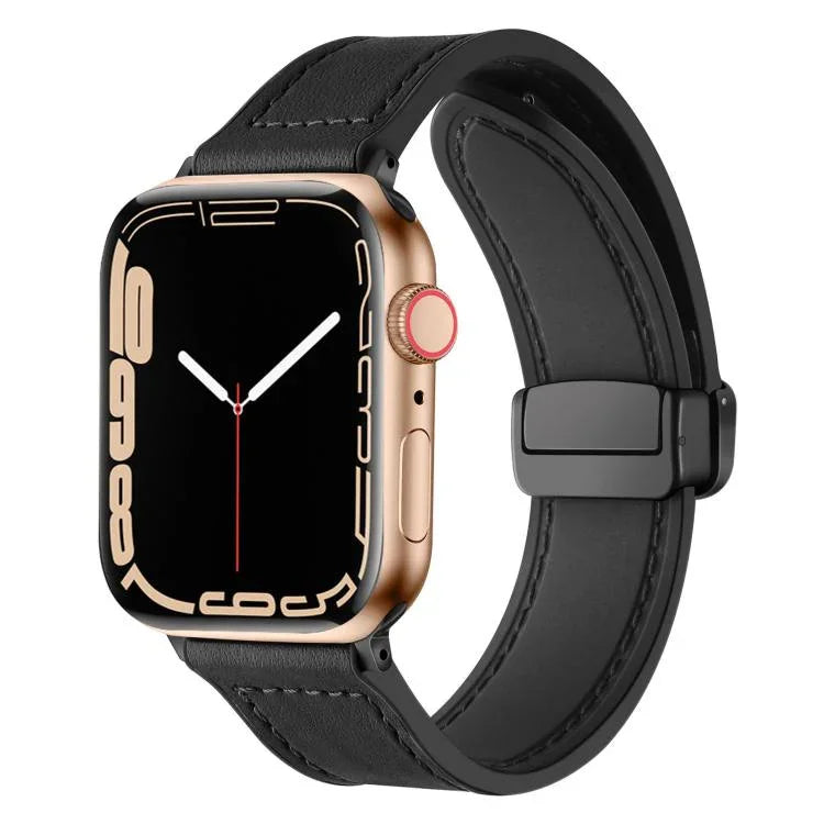Pulseira de Relógio em Silicone com Padrão Crazy Horse e Fivela Magnética xDfind, Para Apple Watch 42 / 44 / 45 / 46 / 49mm, Para Apple Watch 38 / 40 / 41 / S10 42mm