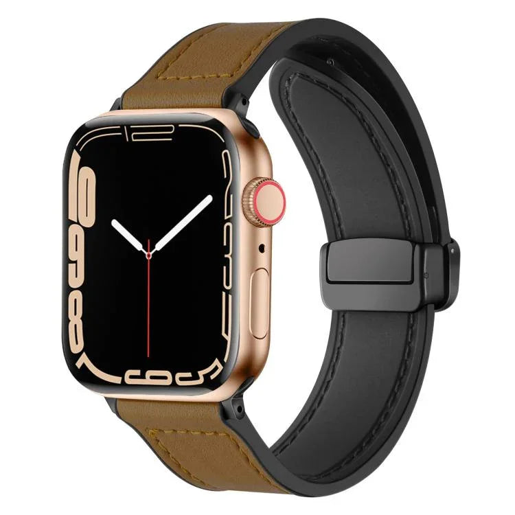Pulseira de Relógio em Silicone com Padrão Crazy Horse e Fivela Magnética xDfind, Para Apple Watch 42 / 44 / 45 / 46 / 49mm, Para Apple Watch 38 / 40 / 41 / S10 42mm