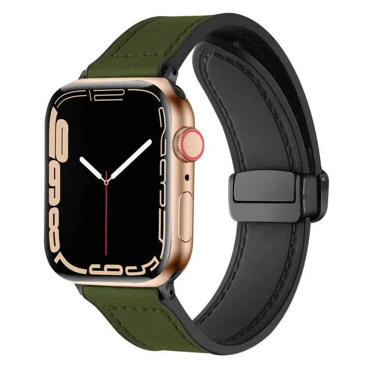 Pulseira de Relógio em Silicone com Padrão Crazy Horse e Fivela Magnética xDfind, Para Apple Watch 42 / 44 / 45 / 46 / 49mm, Para Apple Watch 38 / 40 / 41 / S10 42mm