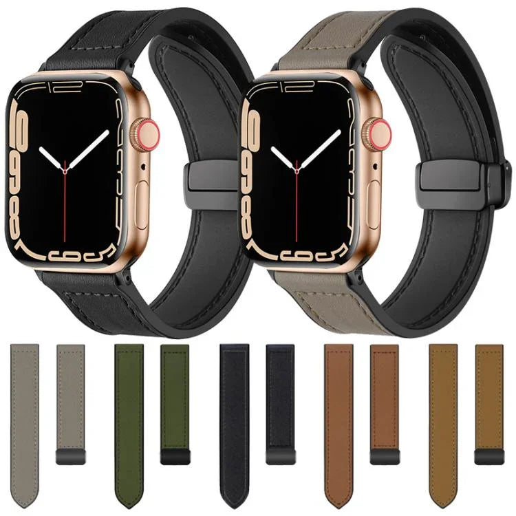 Pulseira de Relógio em Silicone com Padrão Crazy Horse e Fivela Magnética xDfind, Para Apple Watch 42 / 44 / 45 / 46 / 49mm, Para Apple Watch 38 / 40 / 41 / S10 42mm