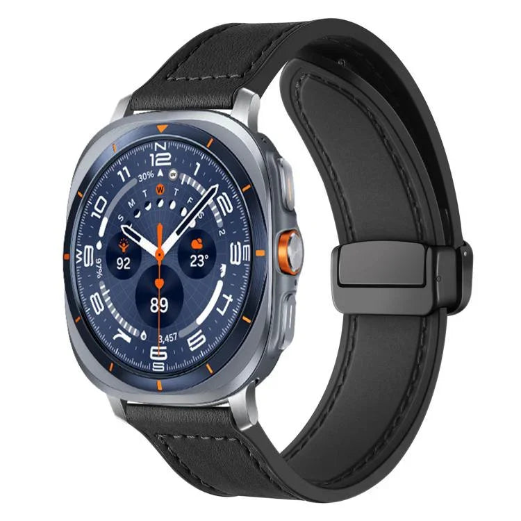 Pulseira de Relógio com Padrão Crazy Horse em Silicone com Fecho Magnético, Para Samsung Galaxy Watch Ultra / Ultra 2025, Para Samsung Galaxy Watch8 / 8 Classic
