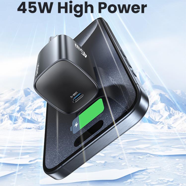 USAMS CC323 T66 Carregador Rápido GaN 45W USB-C / Type-C, Ficha UE, CC323