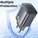 USAMS CC323 T66 Carregador Rápido GaN 45W USB-C / Type-C, Ficha UE, CC323
