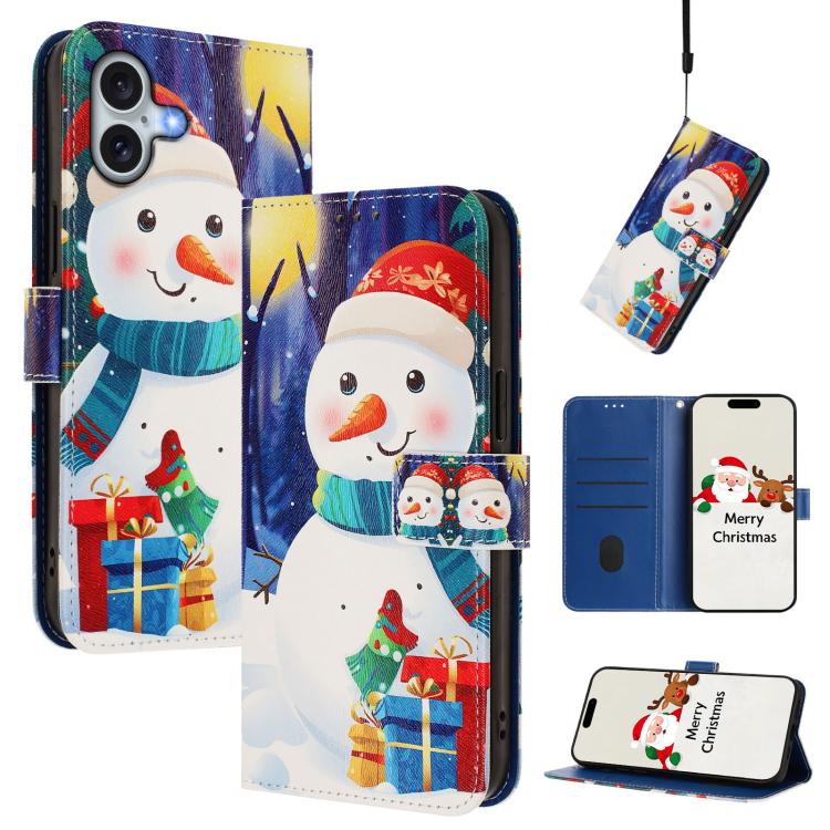 Capa de Couro com Fivela da Série de Natal e Alça de Mão, Para iPhone 17e / 16e, Para iPhone 17 Pro Max, Para iPhone 17 Pro, Para iPhone 17, Para iPhone Air, Para iPhone 16 Pro Max, Para iPhone 16 Pro, Para iPhone 16 Plus