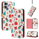 Capa de Couro com Fivela da Série de Natal e Alça de Mão, Para iPhone 17e / 16e, Para iPhone 17 Pro Max, Para iPhone 17 Pro, Para iPhone 17, Para iPhone Air, Para iPhone 16 Pro Max, Para iPhone 16 Pro, Para iPhone 16 Plus