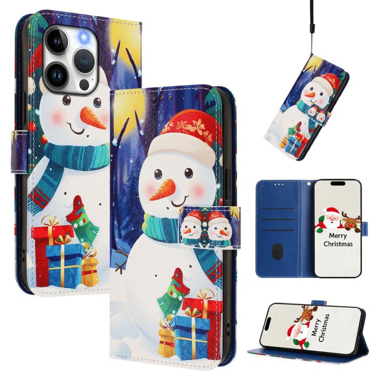 Capa de Couro com Fivela da Série de Natal e Alça de Mão, Para iPhone 17e / 16e, Para iPhone 17 Pro Max, Para iPhone 17 Pro, Para iPhone 17, Para iPhone Air, Para iPhone 16 Pro Max, Para iPhone 16 Pro, Para iPhone 16 Plus