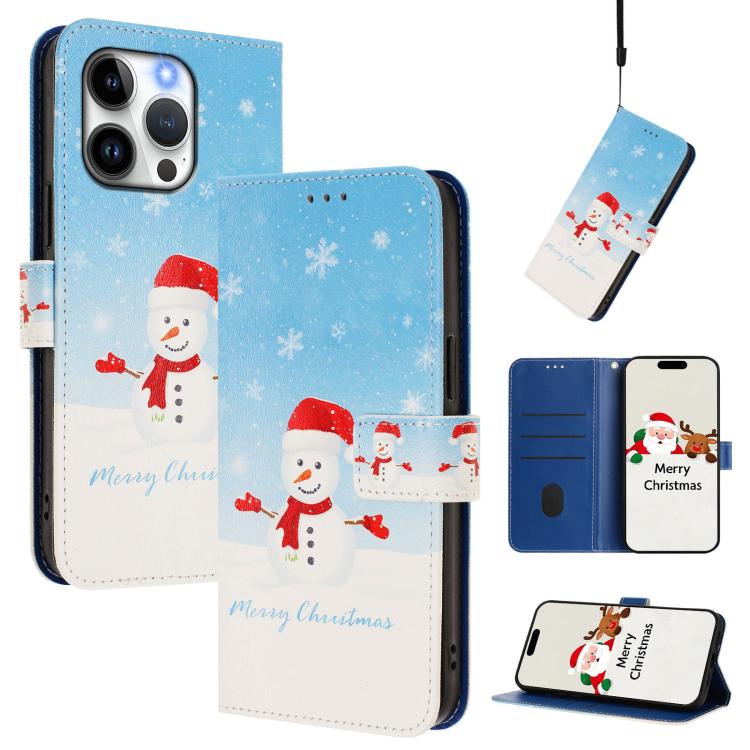 Capa de Couro com Fivela da Série de Natal e Alça de Mão, Para iPhone 17e / 16e, Para iPhone 17 Pro Max, Para iPhone 17 Pro, Para iPhone 17, Para iPhone Air, Para iPhone 16 Pro Max, Para iPhone 16 Pro, Para iPhone 16 Plus