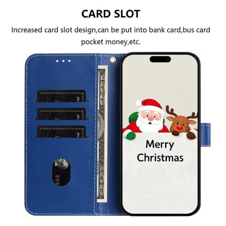 Capa de Couro com Fivela da Série de Natal e Alça de Mão, Para iPhone 17e / 16e, Para iPhone 17 Pro Max, Para iPhone 17 Pro, Para iPhone 17, Para iPhone Air, Para iPhone 16 Pro Max, Para iPhone 16 Pro, Para iPhone 16 Plus