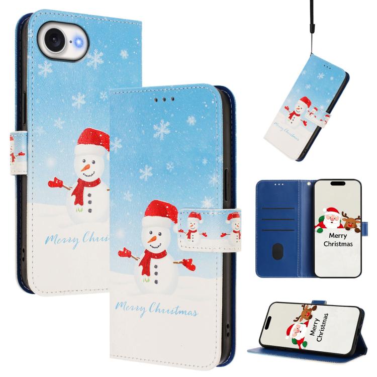 Capa de Couro com Fivela da Série de Natal e Alça de Mão, Para iPhone 17e / 16e, Para iPhone 17 Pro Max, Para iPhone 17 Pro, Para iPhone 17, Para iPhone Air, Para iPhone 16 Pro Max, Para iPhone 16 Pro, Para iPhone 16 Plus