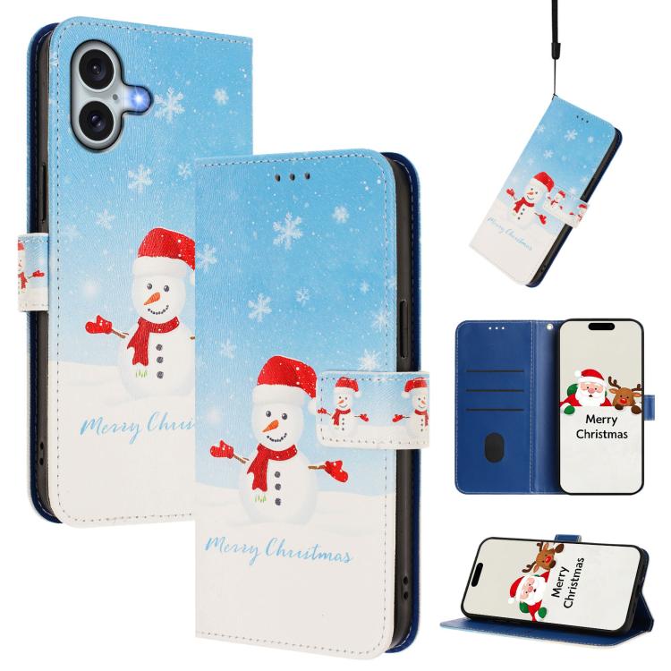Capa de Couro com Fivela da Série de Natal e Alça de Mão, Para iPhone 17e / 16e, Para iPhone 17 Pro Max, Para iPhone 17 Pro, Para iPhone 17, Para iPhone Air, Para iPhone 16 Pro Max, Para iPhone 16 Pro, Para iPhone 16 Plus