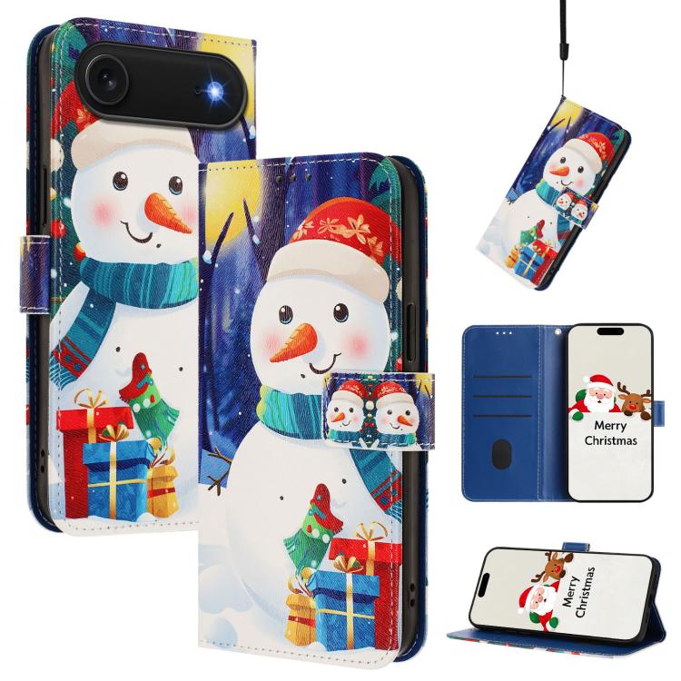 Capa de Couro com Fivela da Série de Natal e Alça de Mão, Para iPhone 17e / 16e, Para iPhone 17 Pro Max, Para iPhone 17 Pro, Para iPhone 17, Para iPhone Air, Para iPhone 16 Pro Max, Para iPhone 16 Pro, Para iPhone 16 Plus