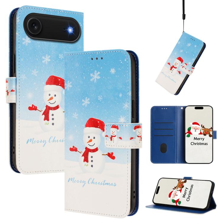 Capa de Couro com Fivela da Série de Natal e Alça de Mão, Para iPhone 17e / 16e, Para iPhone 17 Pro Max, Para iPhone 17 Pro, Para iPhone 17, Para iPhone Air, Para iPhone 16 Pro Max, Para iPhone 16 Pro, Para iPhone 16 Plus