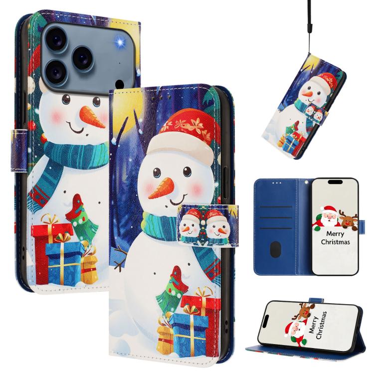 Capa de Couro com Fivela da Série de Natal e Alça de Mão, Para iPhone 17e / 16e, Para iPhone 17 Pro Max, Para iPhone 17 Pro, Para iPhone 17, Para iPhone Air, Para iPhone 16 Pro Max, Para iPhone 16 Pro, Para iPhone 16 Plus