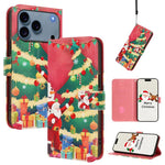 Capa de Couro com Fivela da Série de Natal e Alça de Mão, Para iPhone 17e / 16e, Para iPhone 17 Pro Max, Para iPhone 17 Pro, Para iPhone 17, Para iPhone Air, Para iPhone 16 Pro Max, Para iPhone 16 Pro, Para iPhone 16 Plus