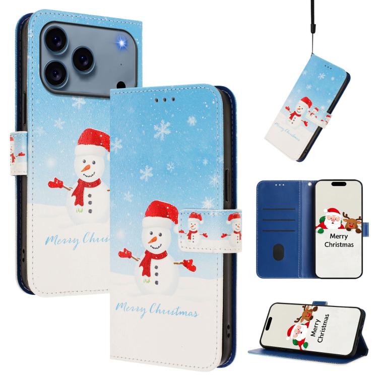 Capa de Couro com Fivela da Série de Natal e Alça de Mão, Para iPhone 17e / 16e, Para iPhone 17 Pro Max, Para iPhone 17 Pro, Para iPhone 17, Para iPhone Air, Para iPhone 16 Pro Max, Para iPhone 16 Pro, Para iPhone 16 Plus
