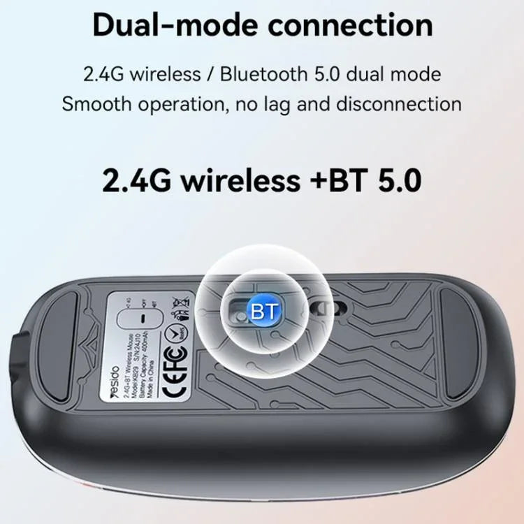 Rato Sem Fios Bluetooth de Modo Duplo Transparente Yesido KB29, KB29 (Branco), KB29 (Preto)