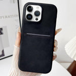 Capa de Telefone com Textura de Pele de Carneiro e Slot para Cartões, para iPhone 12 / 12 Pro, para iPhone 12 Pro Max