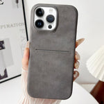 Capa de Telefone com Textura de Pele de Carneiro e Slot para Cartões, para iPhone 12 / 12 Pro, para iPhone 12 Pro Max